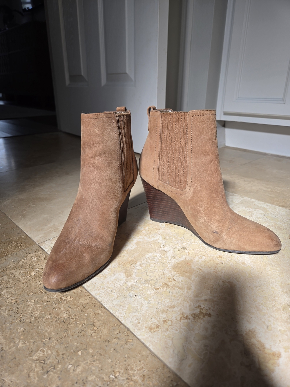 Sam Edelman Suede Tan Wedge Ankle Boots - Women